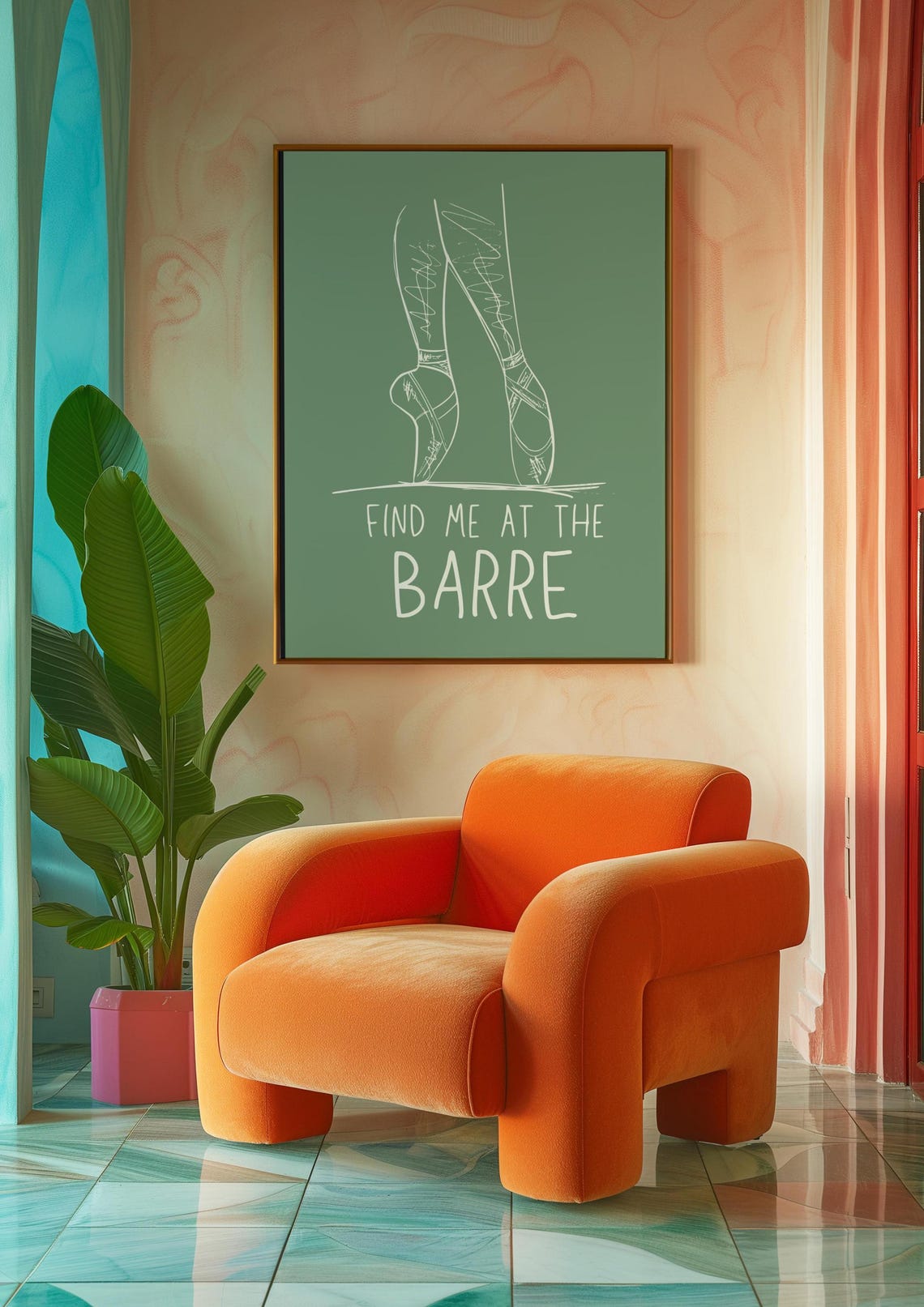Sage Green Find Me At The Barre Pointe Shoes Ballet Dancer Poster - Image 2