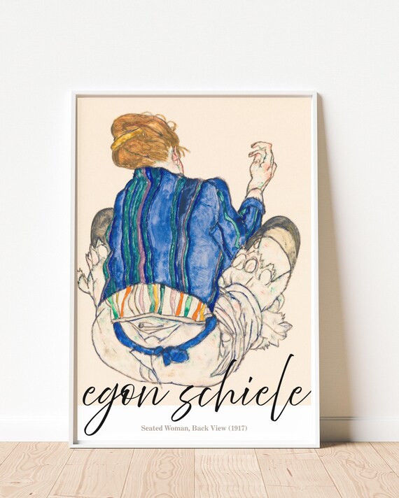 Egon Schiele Seated Woman Print Back View 1917 Vintage Expressionist Portrait Art Modern Figurative Wall Decor