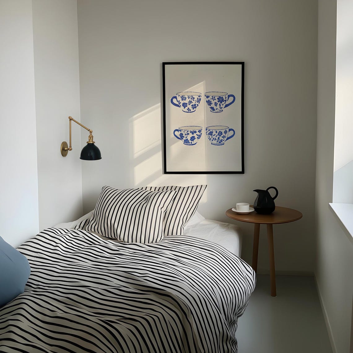 Four Blue Floral Teacups Chinoiserie Kitchen Art Wall Poster - Image 2
