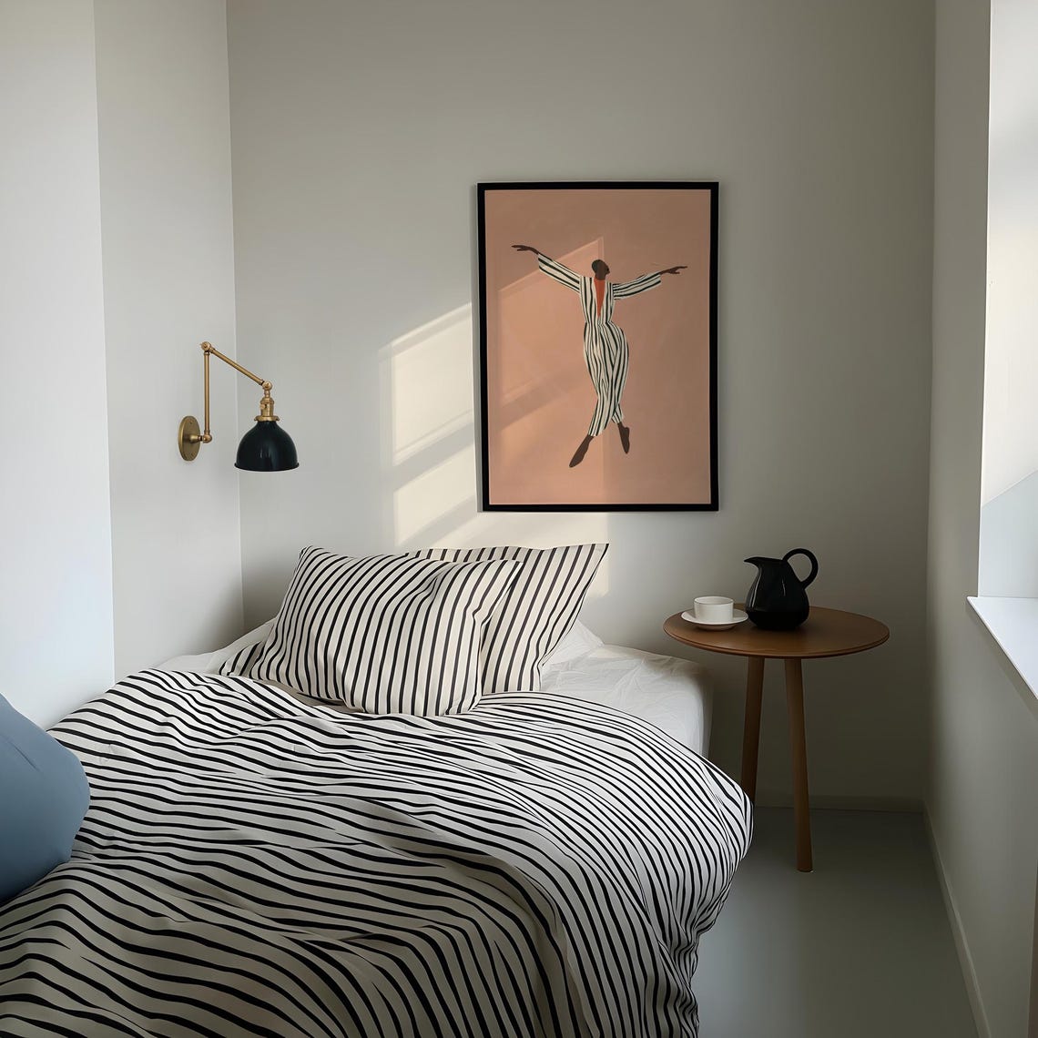 Striped Jumpsuit Dancer on Terracotta Minimalist Dance Poster - Image 2
