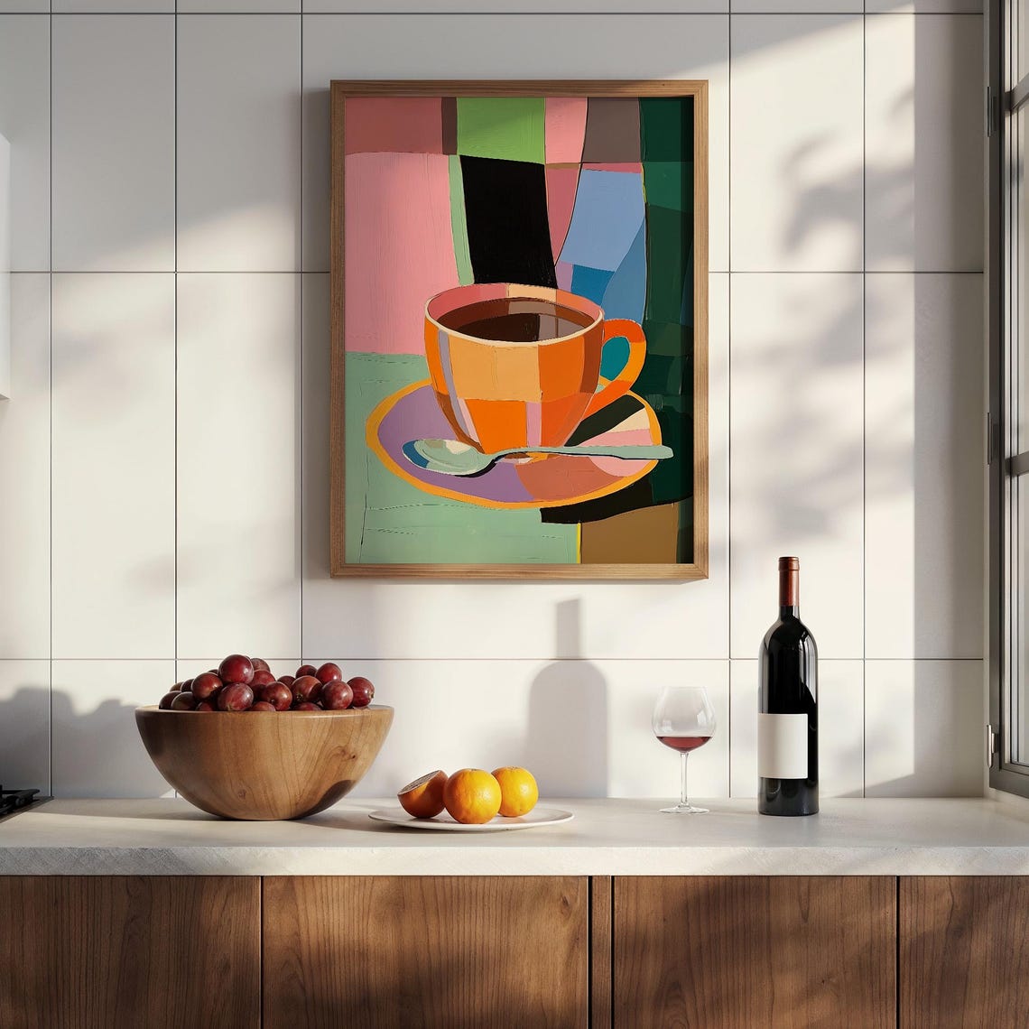 Bright Orange Coffee Cup Cubist Pop Still Life Colorful Poster - Image 5