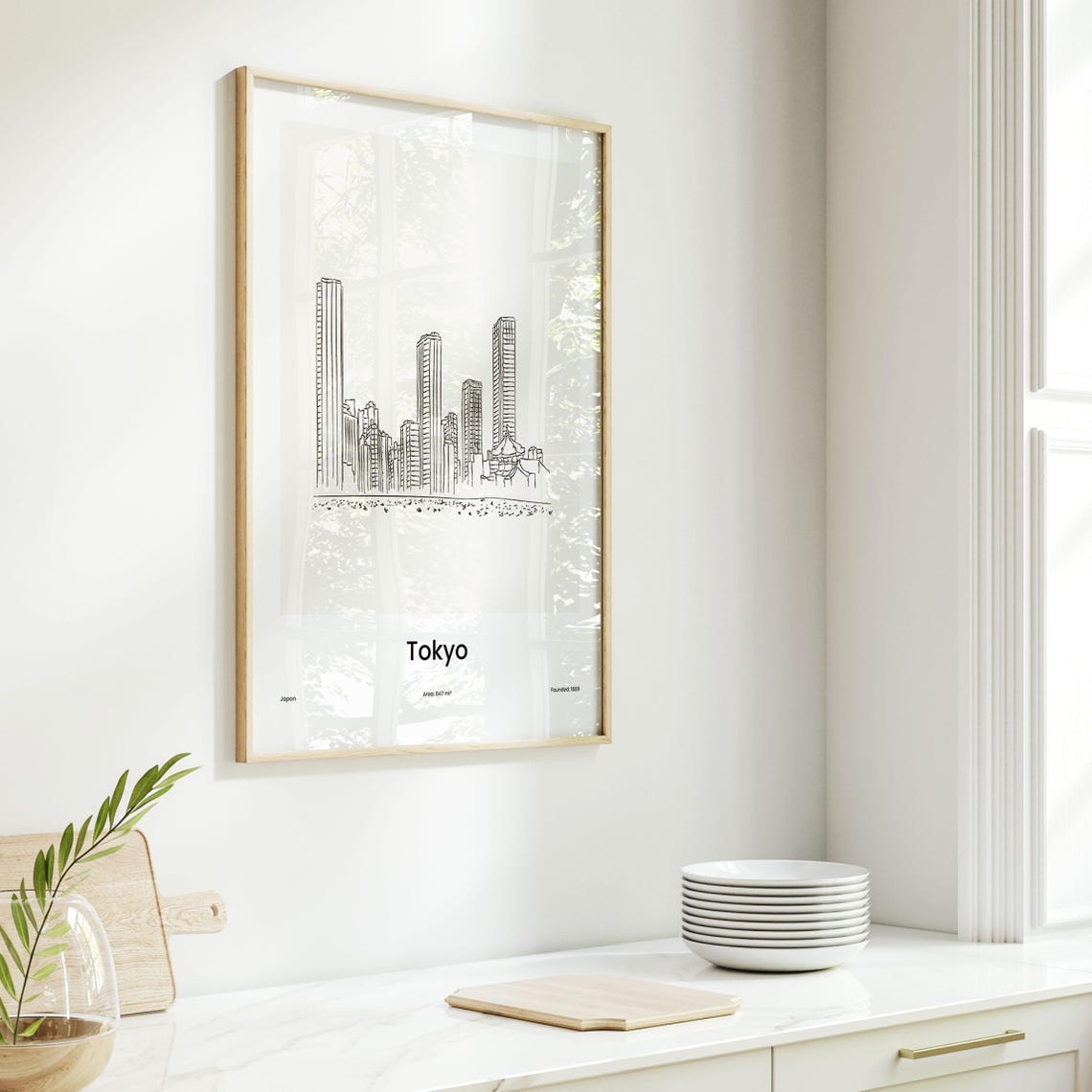 Tokyo Japan Downtown Skyline Minimalist Line Drawing Art Poster - Image 6