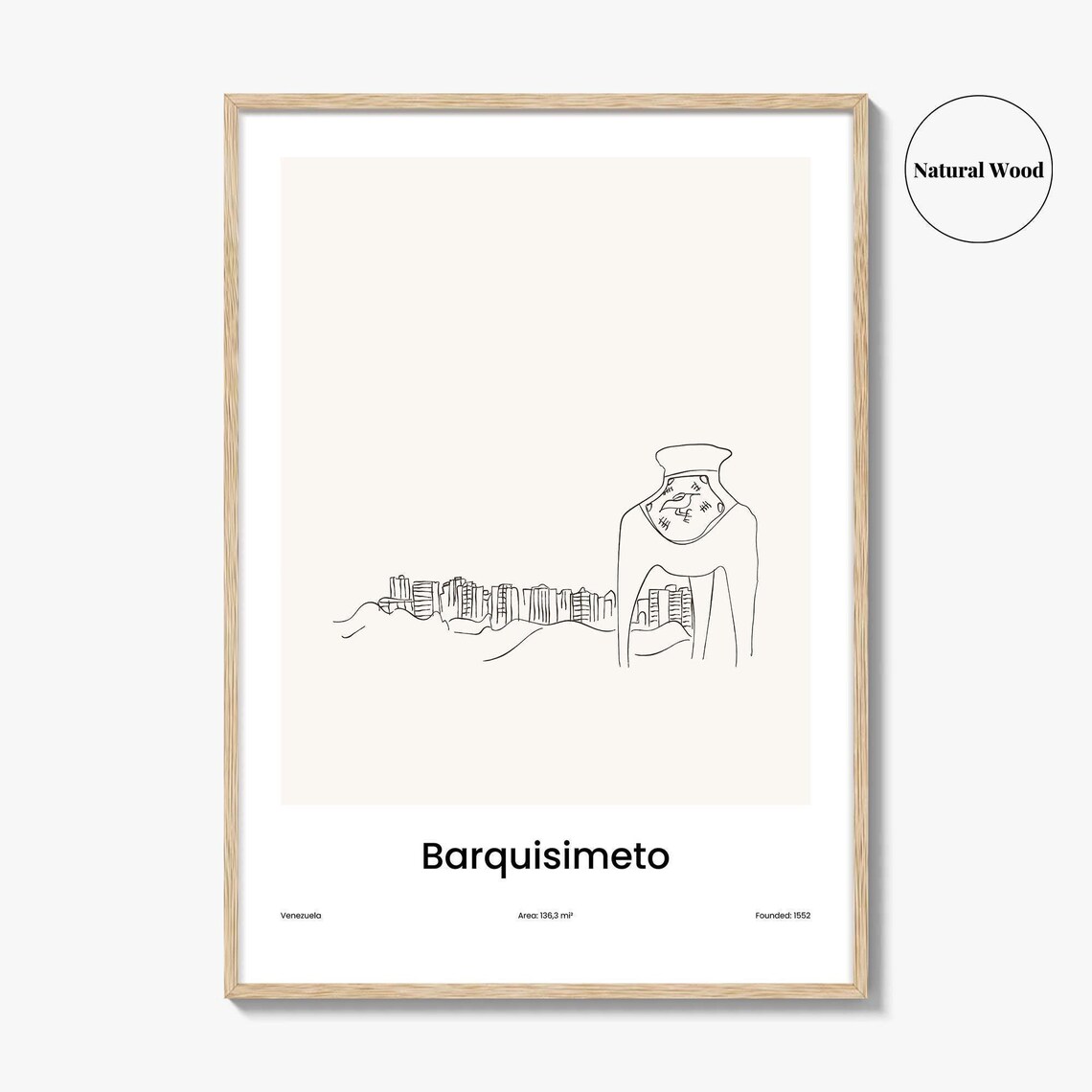 Barquisimeto Venezuela Minimalist Line Drawing Cityscape Art Poster - Image 2