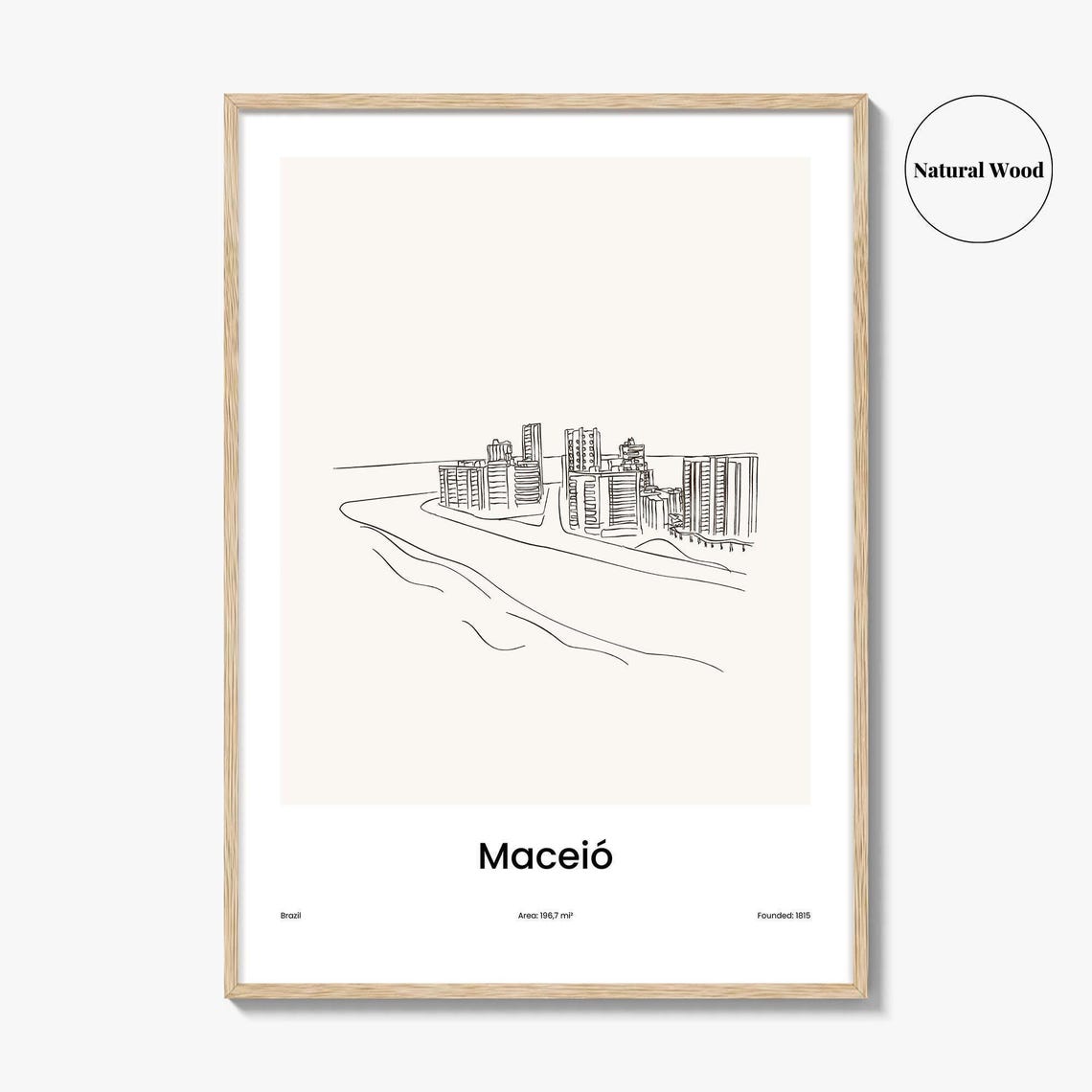 Maceió Brazil Beachfront Towers Minimalist Line Drawing Poster - Image 2