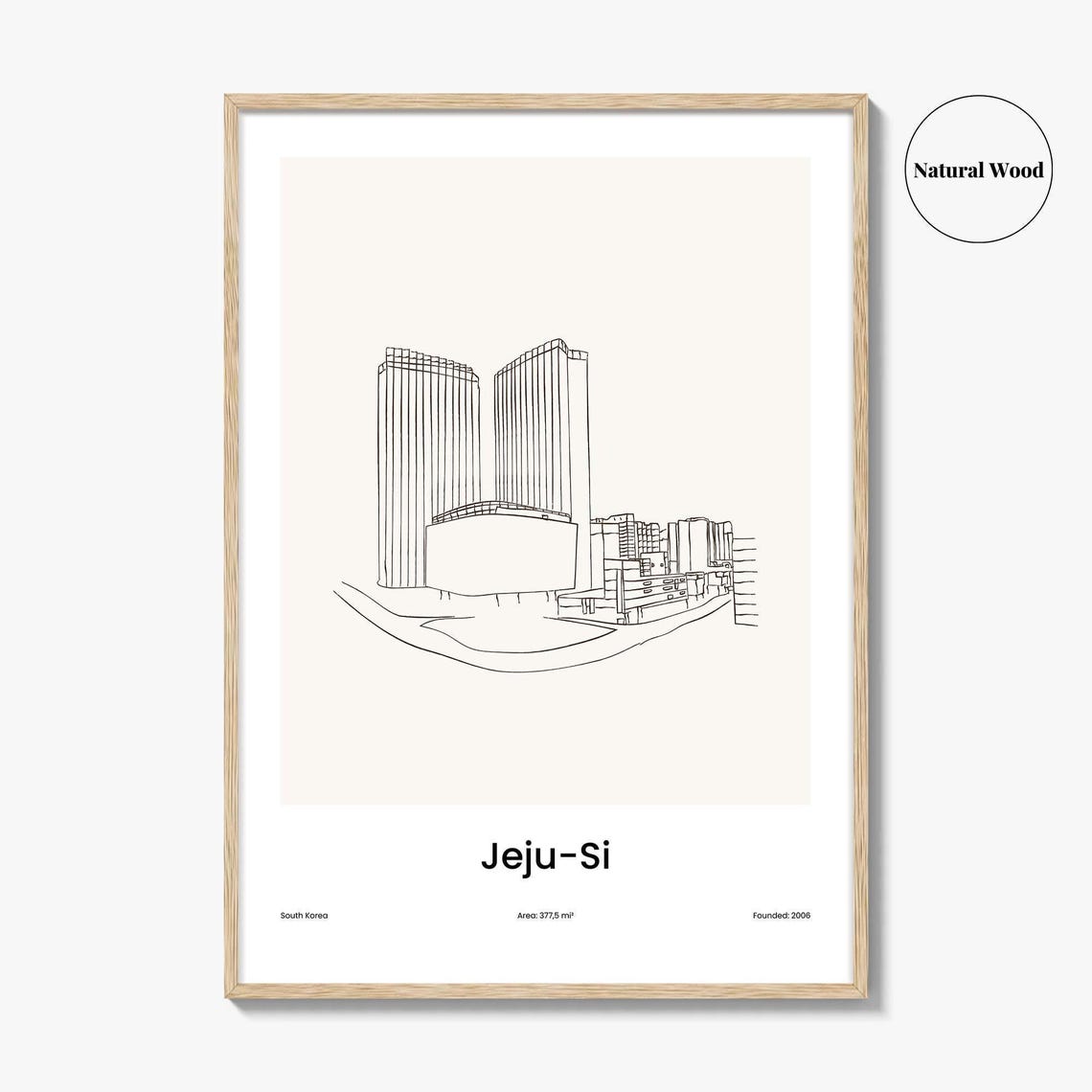 Jeju Si South Korea Minimalist Line Drawing Cityscape Poster - Image 2