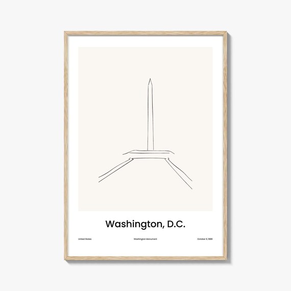 Washington DC Washington Monument Minimalist Line Drawing Poster
