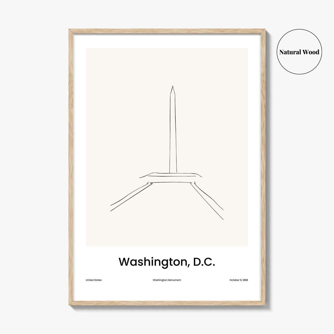 Washington DC Washington Monument Minimalist Line Drawing Poster - Image 2