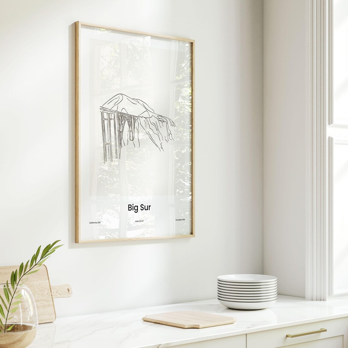 Big Sur Bixby Creek Bridge One Line Art Minimalist California Travel Poster - Image 6