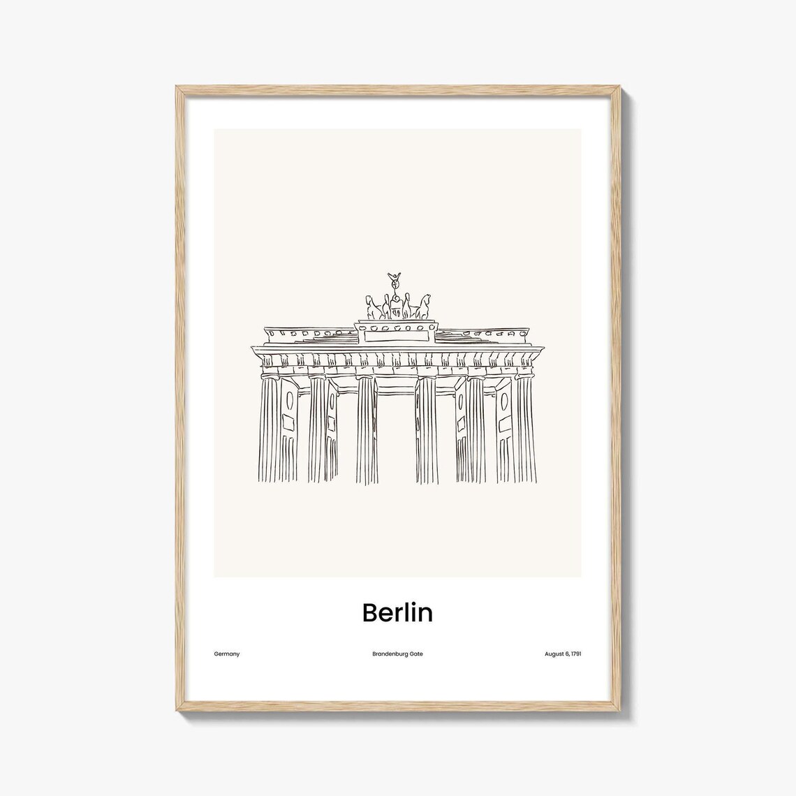 Berlin Germany Brandenburg Gate Minimalist Line Drawing Poster