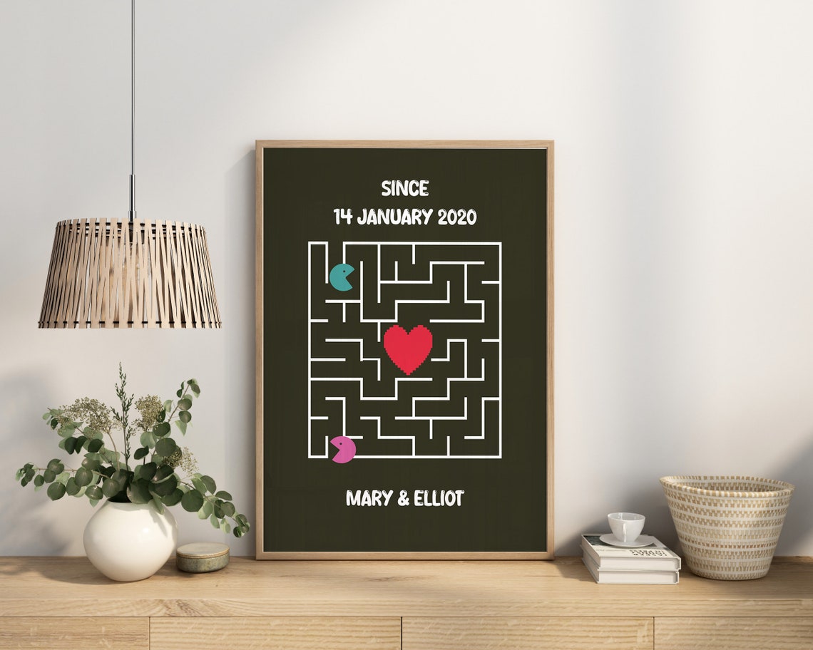 Custom Date Maze Arcade Heart Personalized Anniversary Poster - Image 3