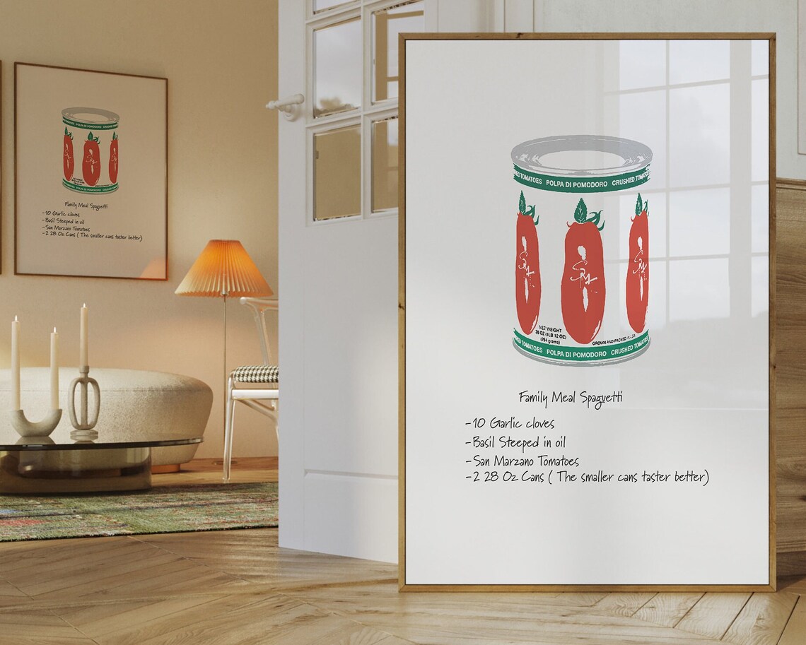 Family Meal Spaghetti San Marzano Tomato Can Italian Recipe Poster - Image 3