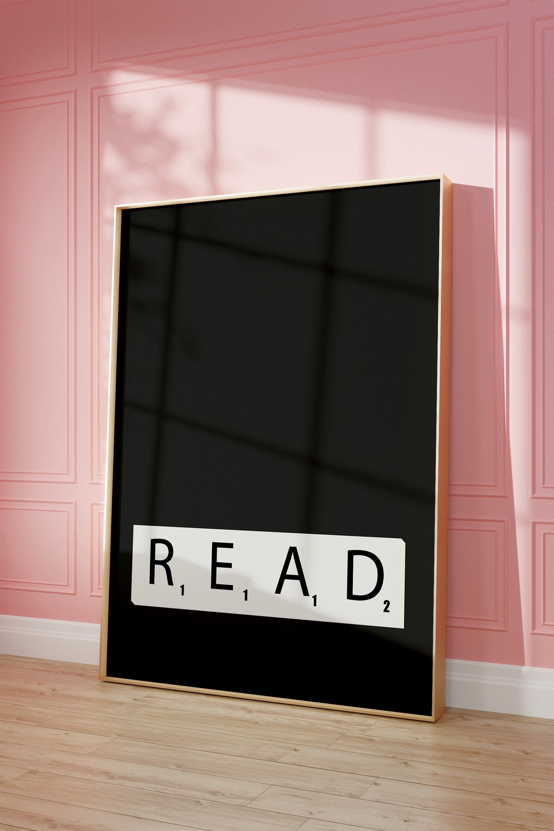 Read Word Game Letter Tiles Bold Black Minimalist Library Poster - Image 3
