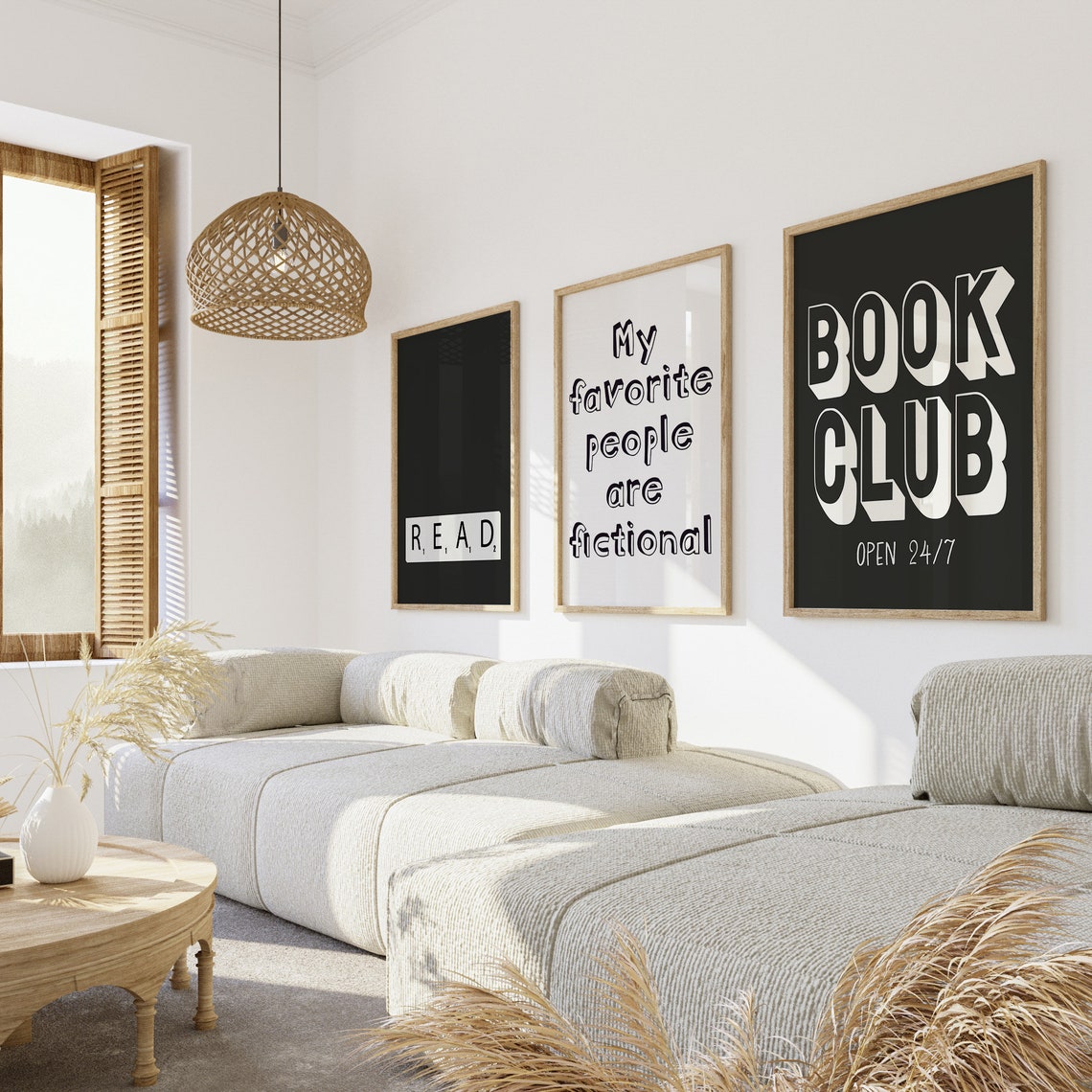 No Such Thing As Too Many Books Tall Tower Cream Reader Quote Poster - Image 3