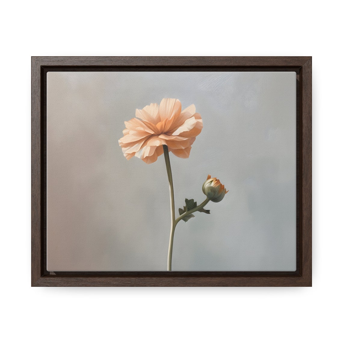 Minimalist Peach Flower With Bud on a Soft Gray Background Art Poster - Image 4