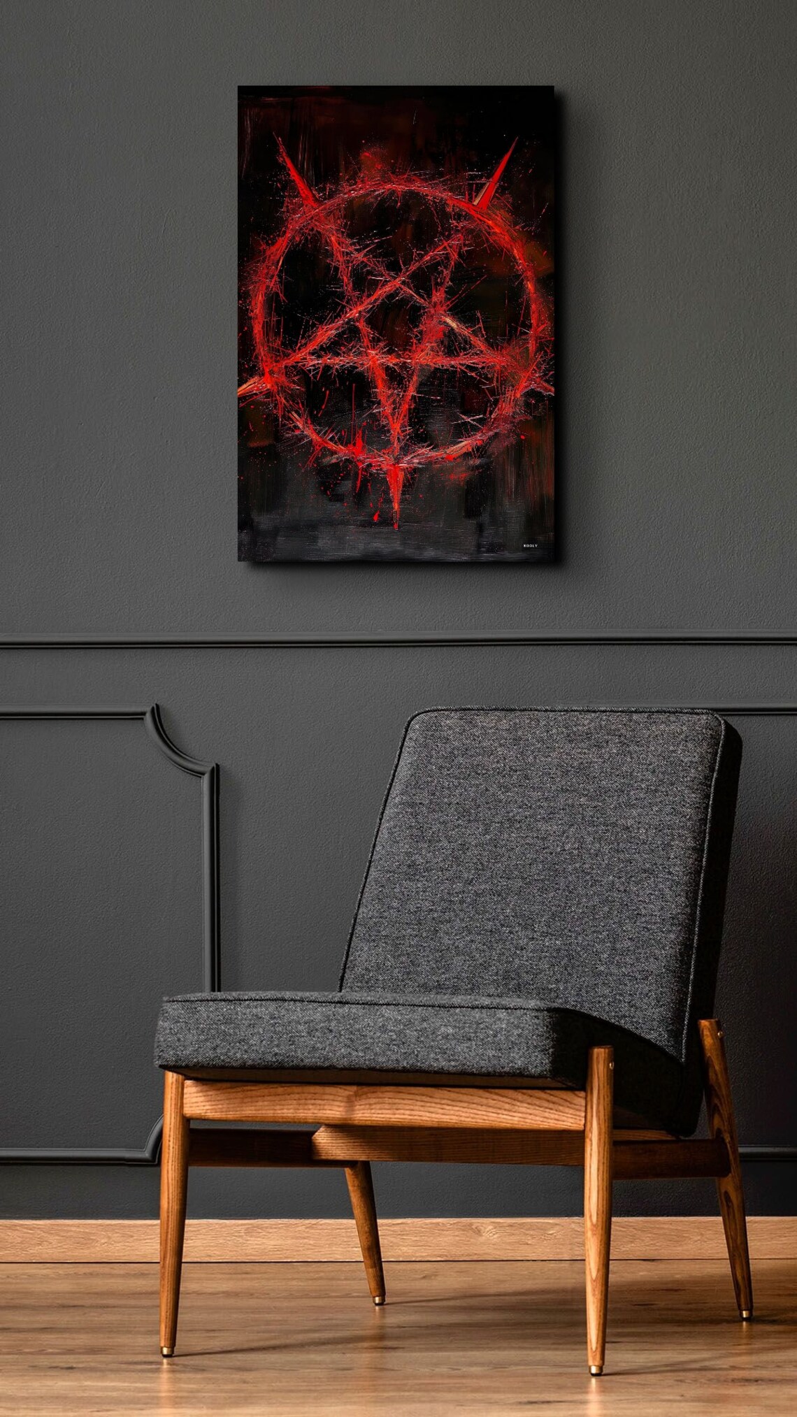 Red Pentagram Dark Occult Oil Painting Gothic Symbol Art Poster - Image 7