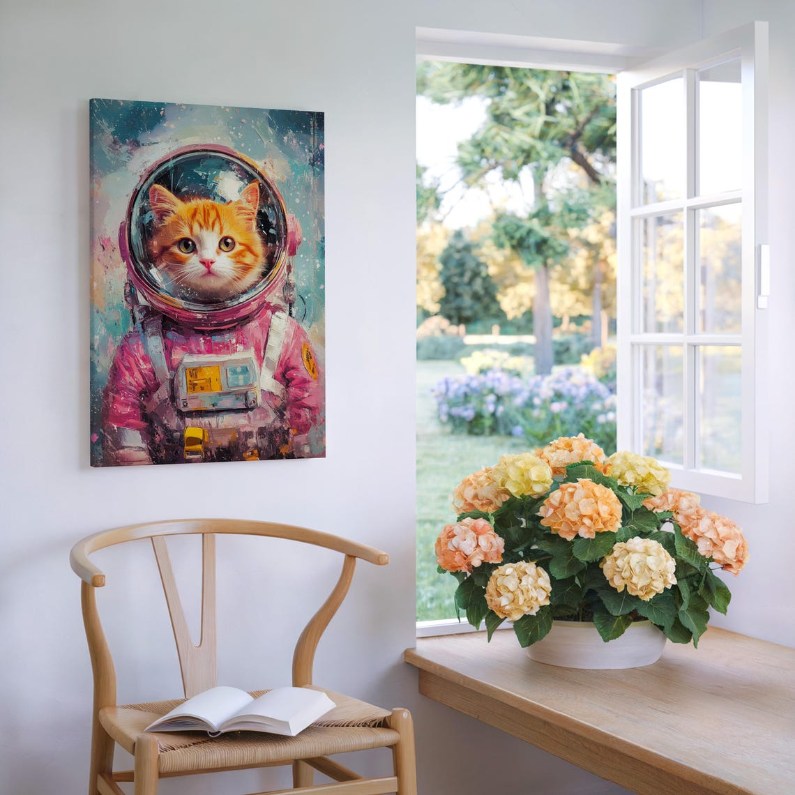 Astronaut Cat Ginger Kitten Pink Space Suit Galaxy Adventure Poster - Image 5