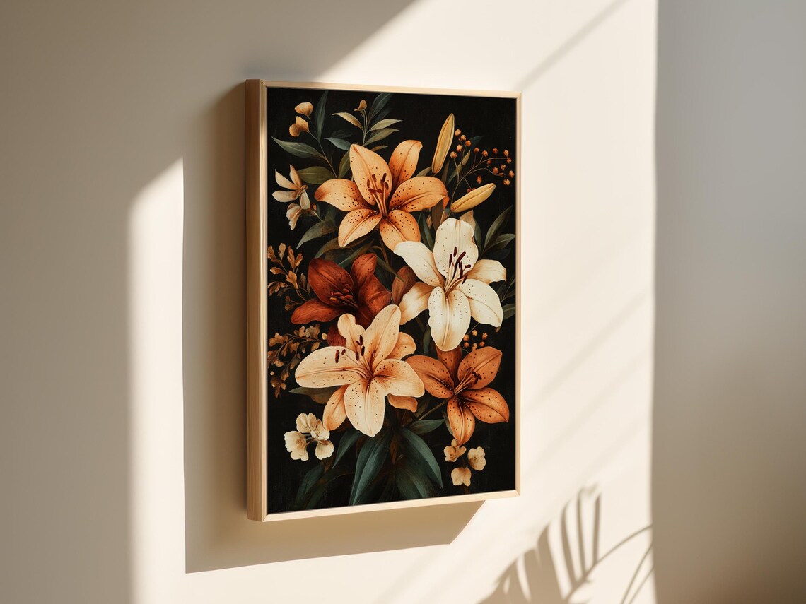 Elegant Lily Bouquet Vintage Botanical Art Print