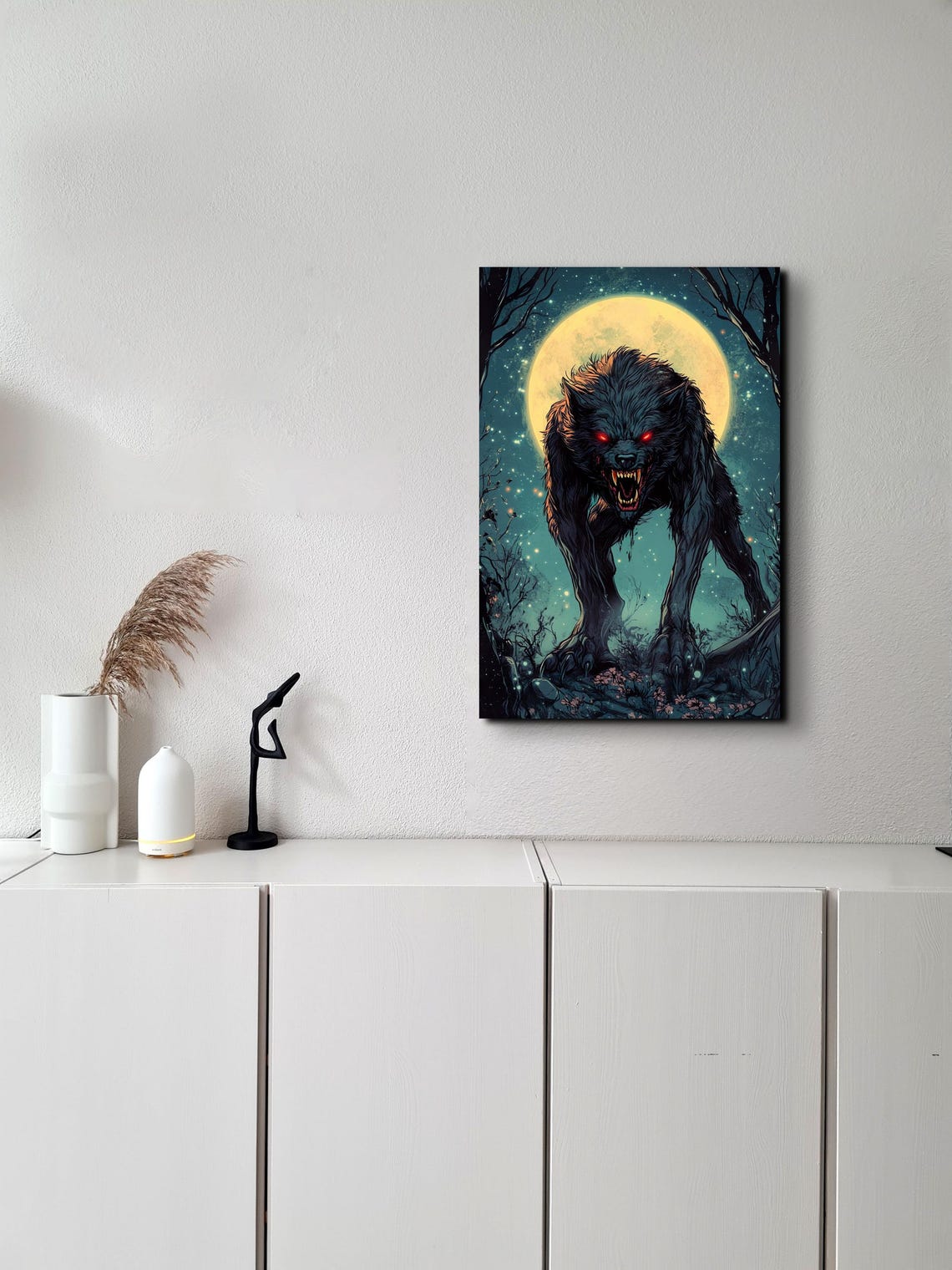 Prowling Werewolf Under Golden Full Moon Gothic Horror Art Poster - Image 5