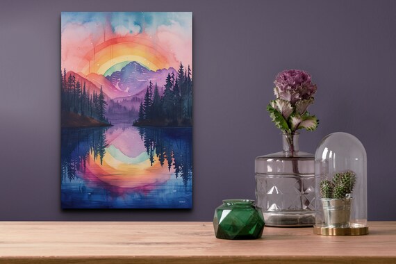 Watercolor Rainbow Mountain Art Print