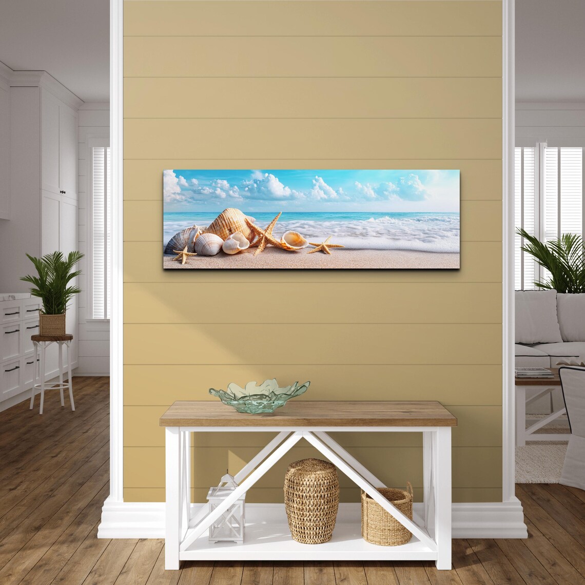 Seashells And Starfish On White Sand Beach Ocean Waves Poster - Image 3