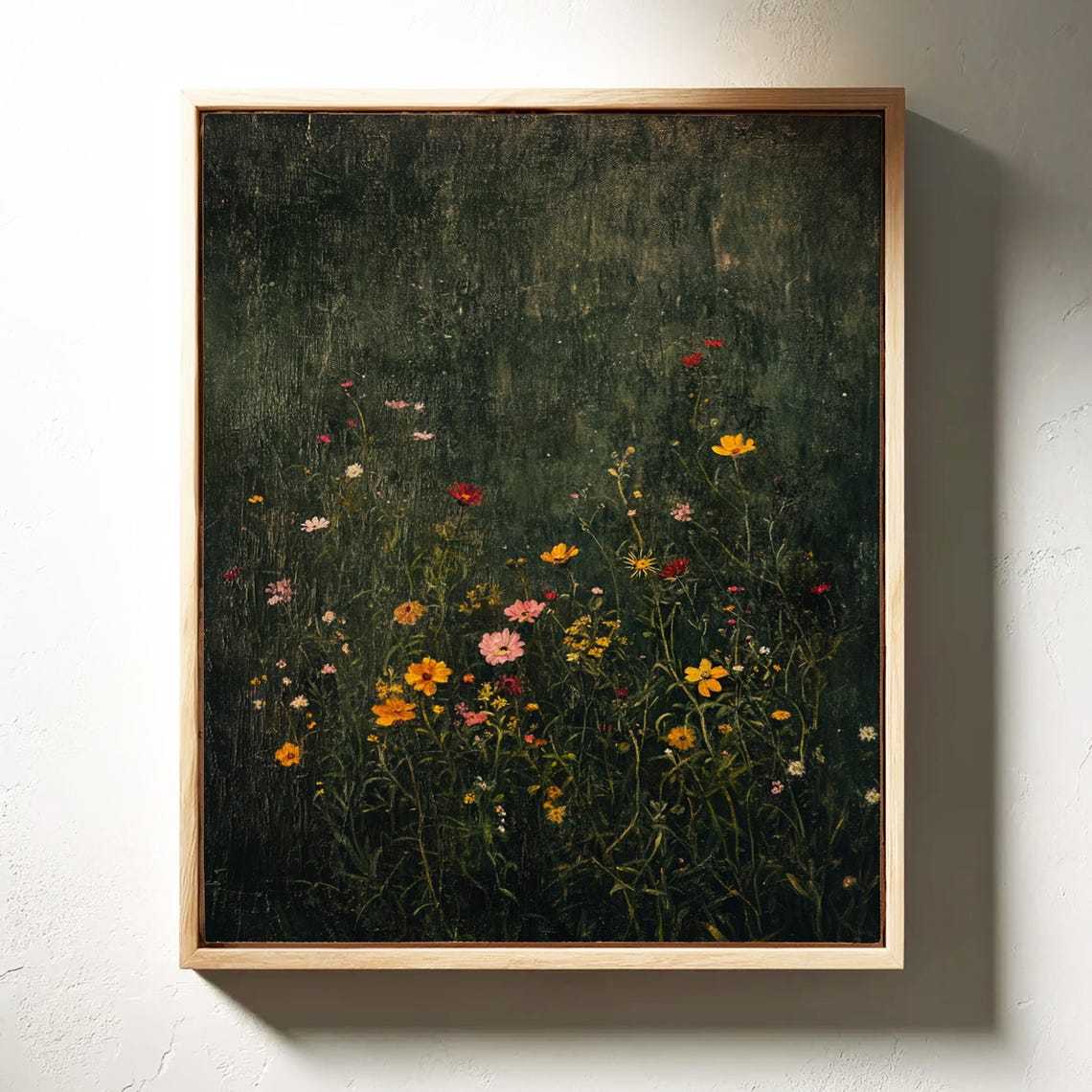 Dark Moody Wildflower Field Sparse Blooms Rustic Vintage Poster - Image 4