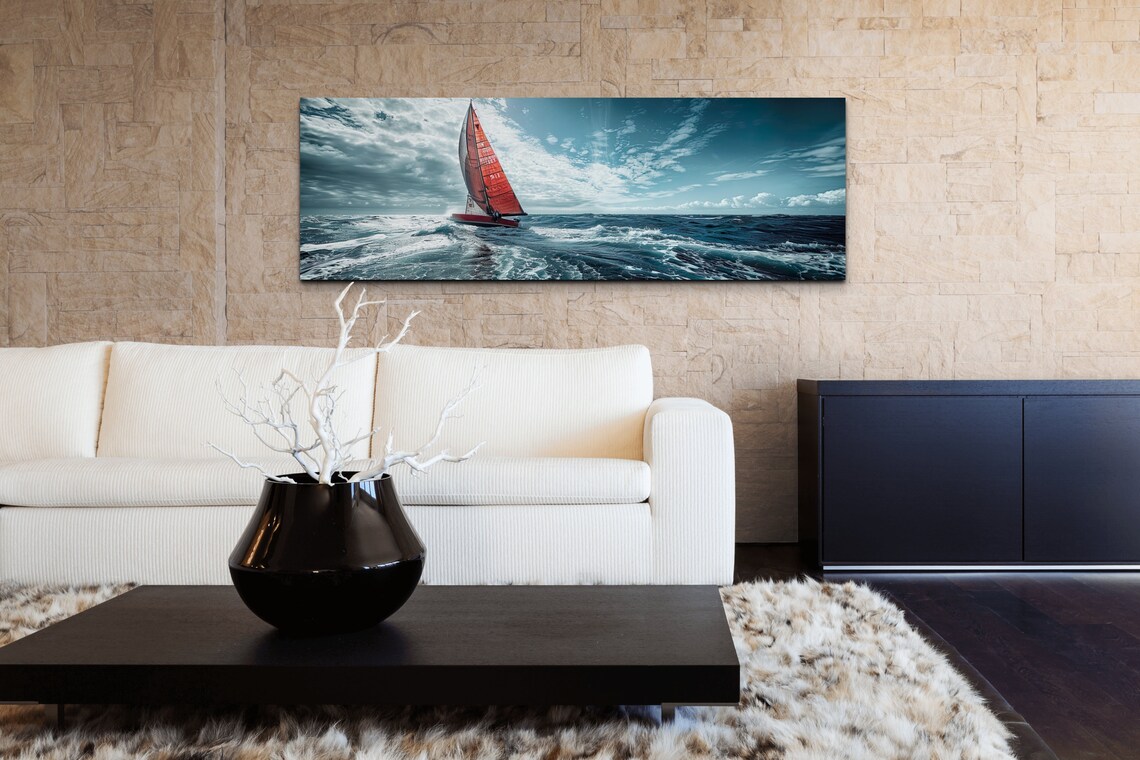Sailing Colorful Sailboat Painting, Coastal Nautical - Image 4