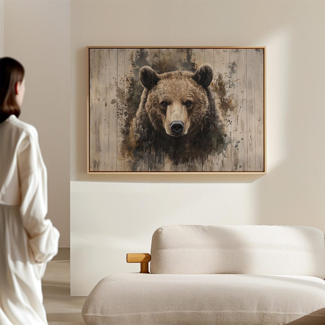 Grizzly Bear Portrait Rustic Weathered Wood Wilderness Poster - Image 7