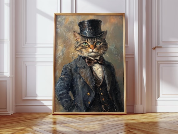 Dapper Tabby Cat In Top Hat And Tailcoat Victorian Portrait Poster