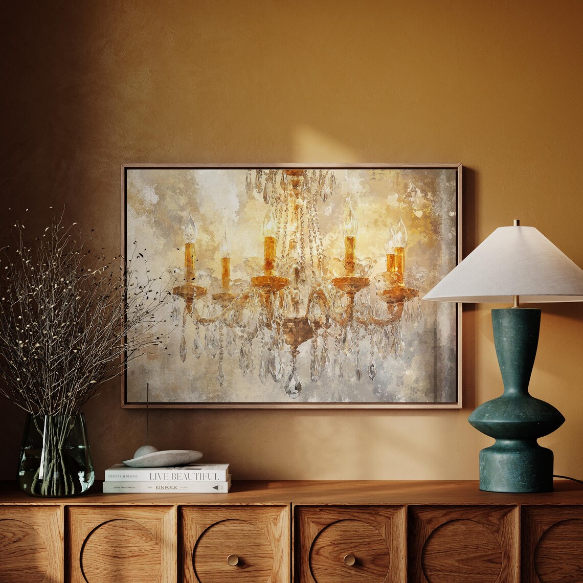 Golden Crystal Chandelier French Country Elegant Wall Poster - Image 3