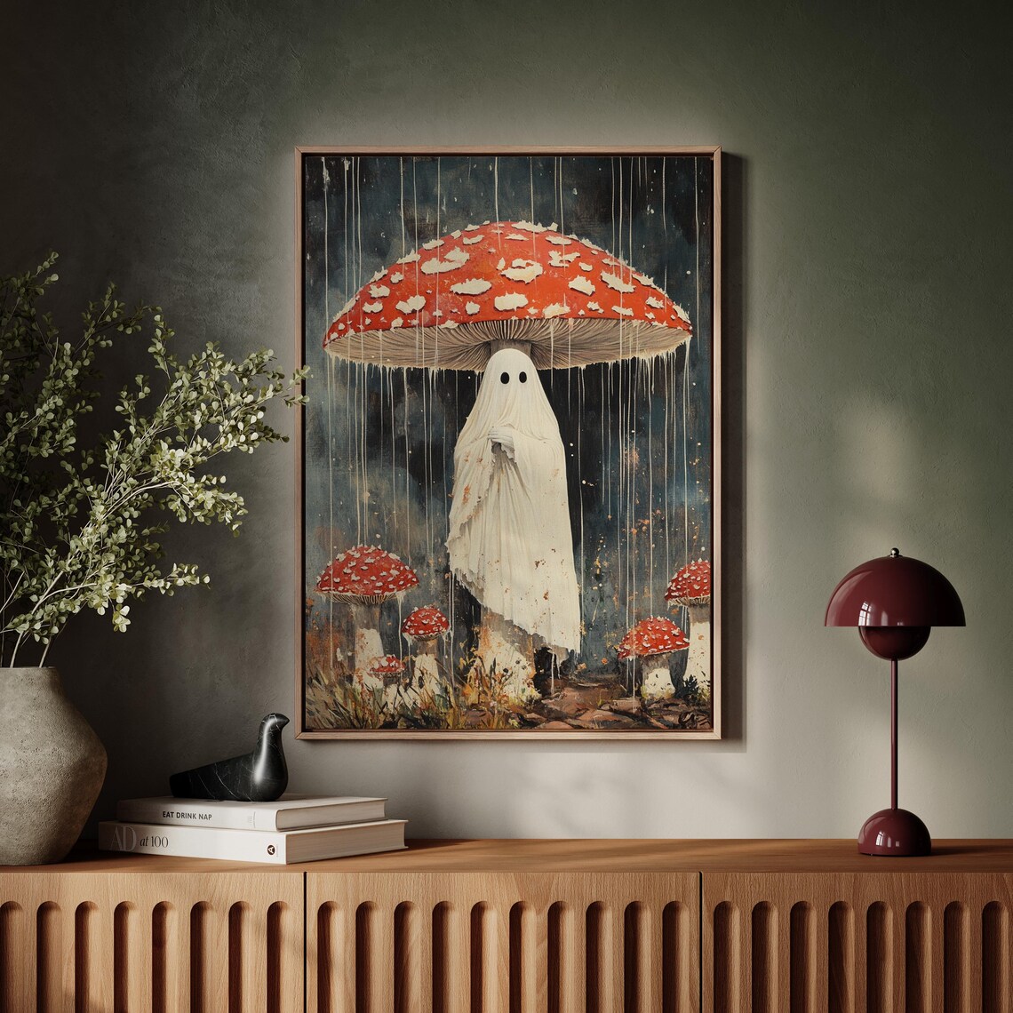 Whimsical Ghost Under Mushroom, Vintage Fantasy Art Print - Image 7
