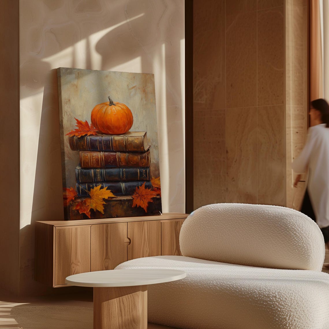 Orange Pumpkin On Stack Of Vintage Books Fall Reading Poster - Image 7