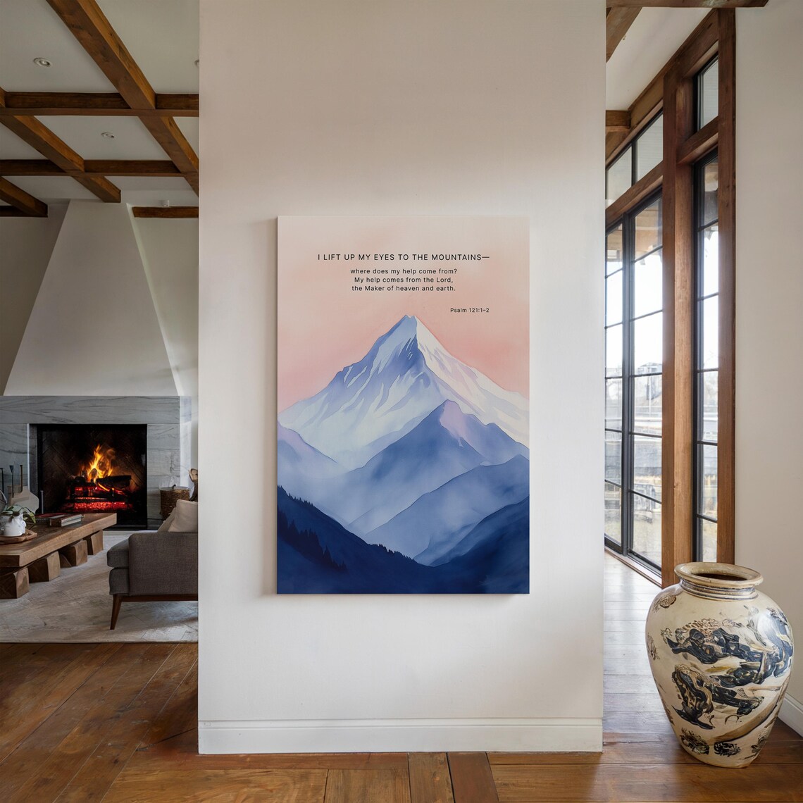 Psalm 121:1-2 Inspirational Mountain Art Print - Image 3