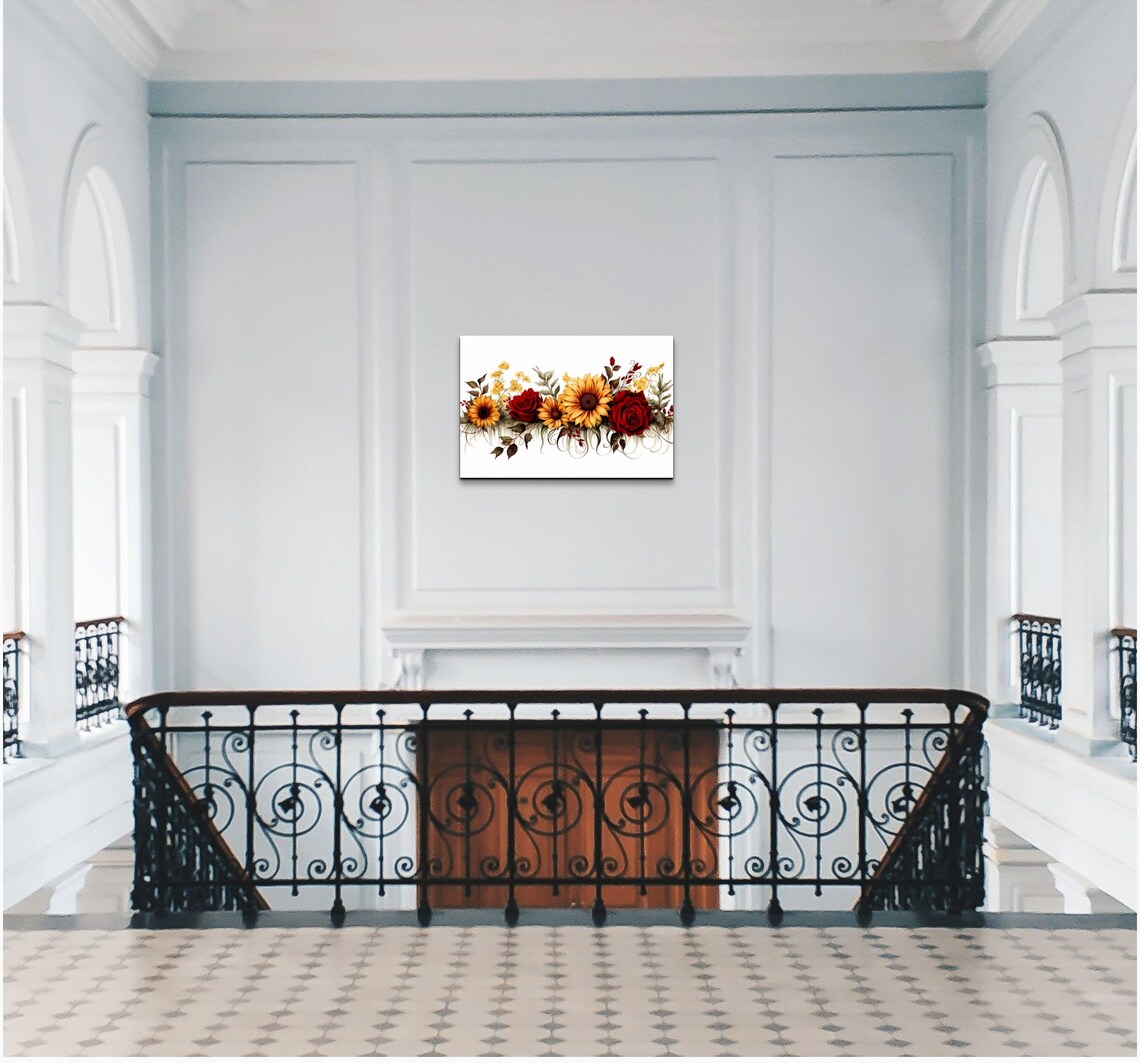 Sunflowers And Roses, Gallery Style Art Print - Image 6