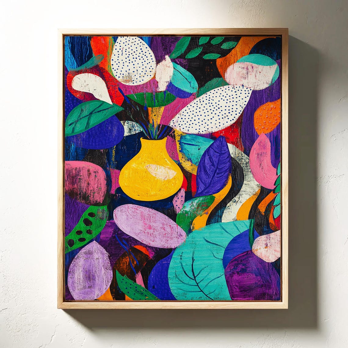 Vibrant Abstract Floral Vase Bold Modern Colorful Wall Art