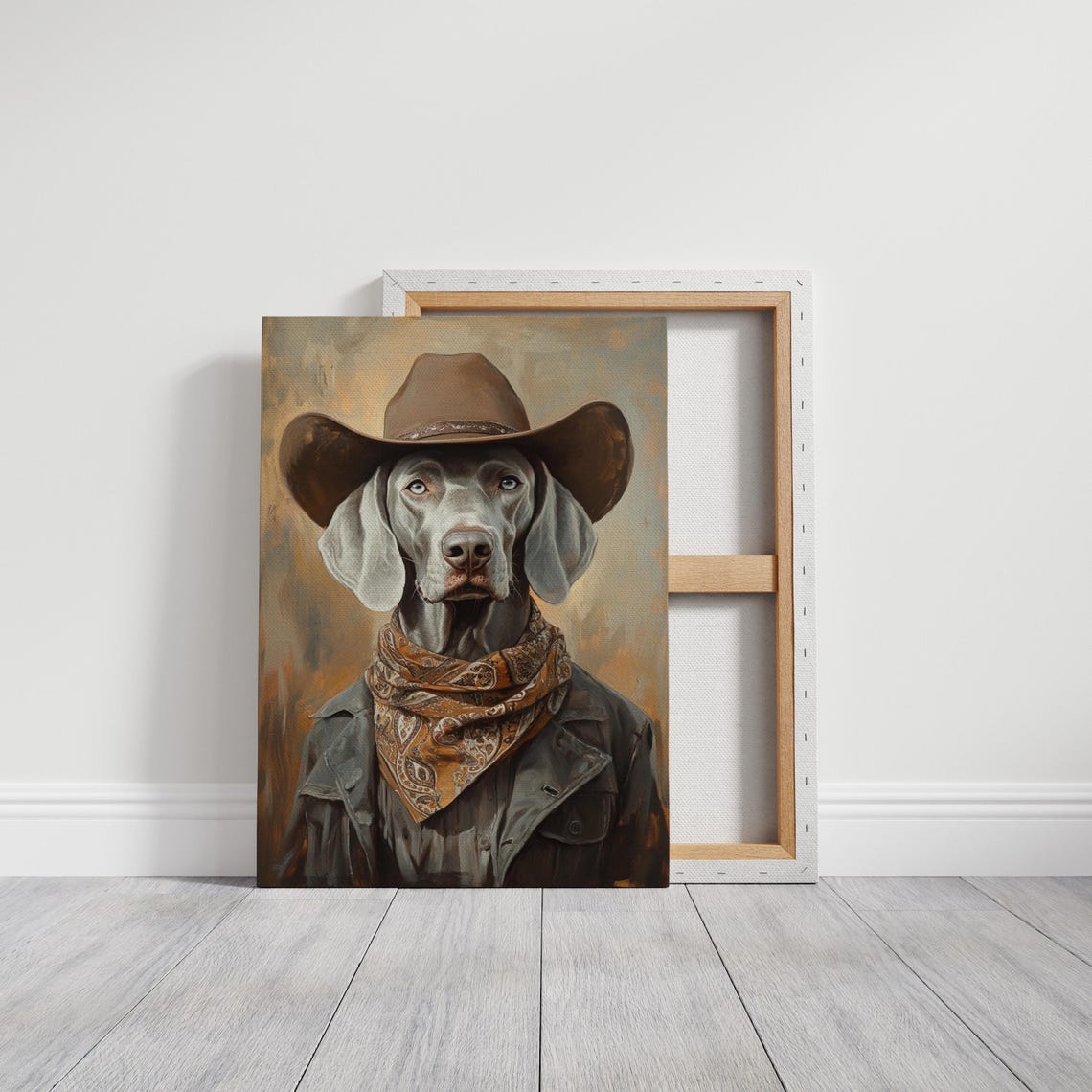 Weimaraner Cowboy In Denim Jacket Bandana Western Dog Poster - Image 2