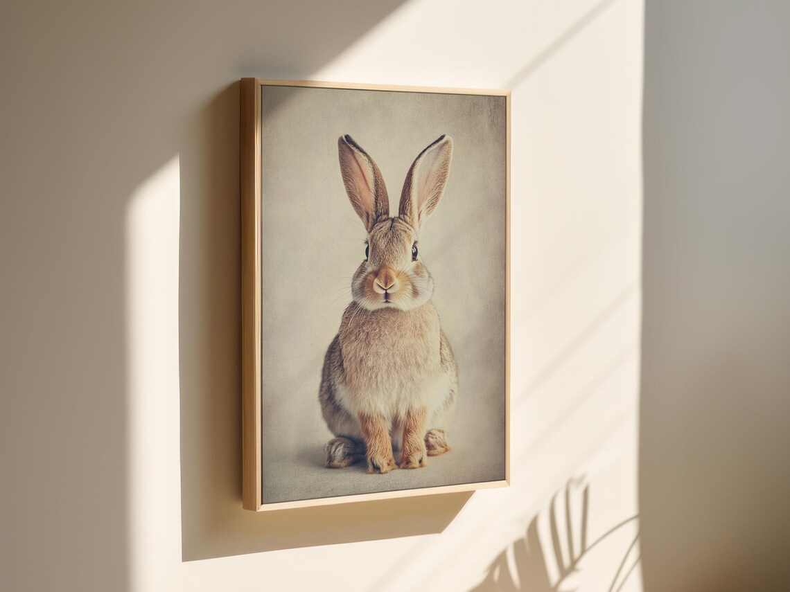 Realistic Brown Rabbit Portrait Minimalist Farmhouse Animal Wall Art Poster - Image 3