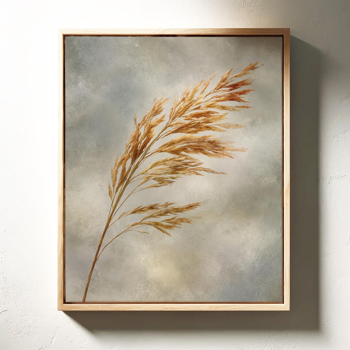 Golden Wheat Botanical Watercolor Art
