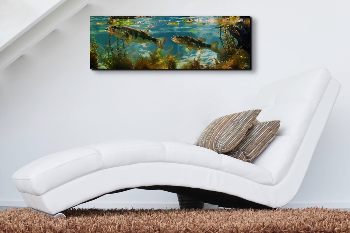 Largemouth Bass Underwater Lake Habitat Panoramic Fish Poster - Image 5