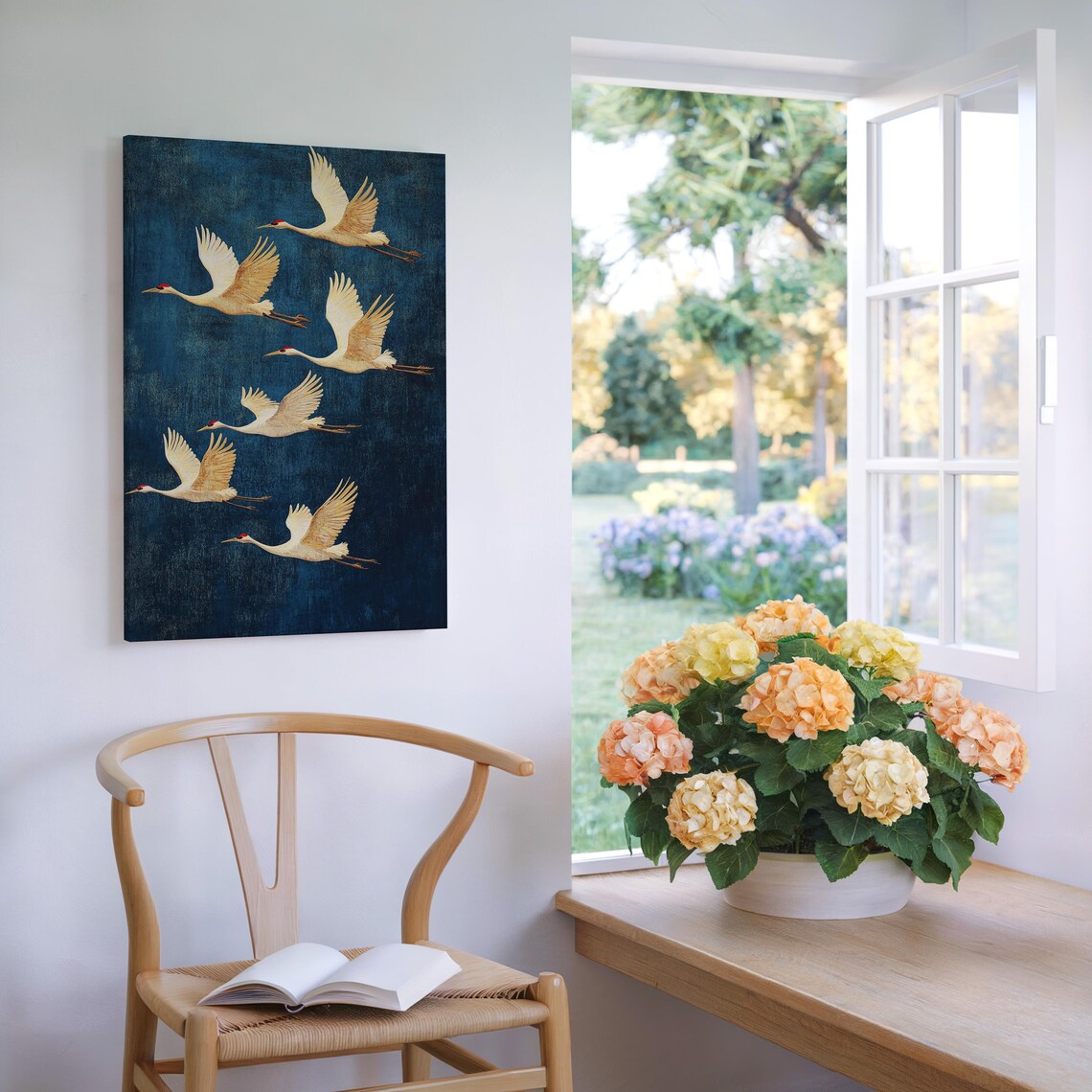 Elegant Crane Vintage Oil Painting Art Print - Image 5