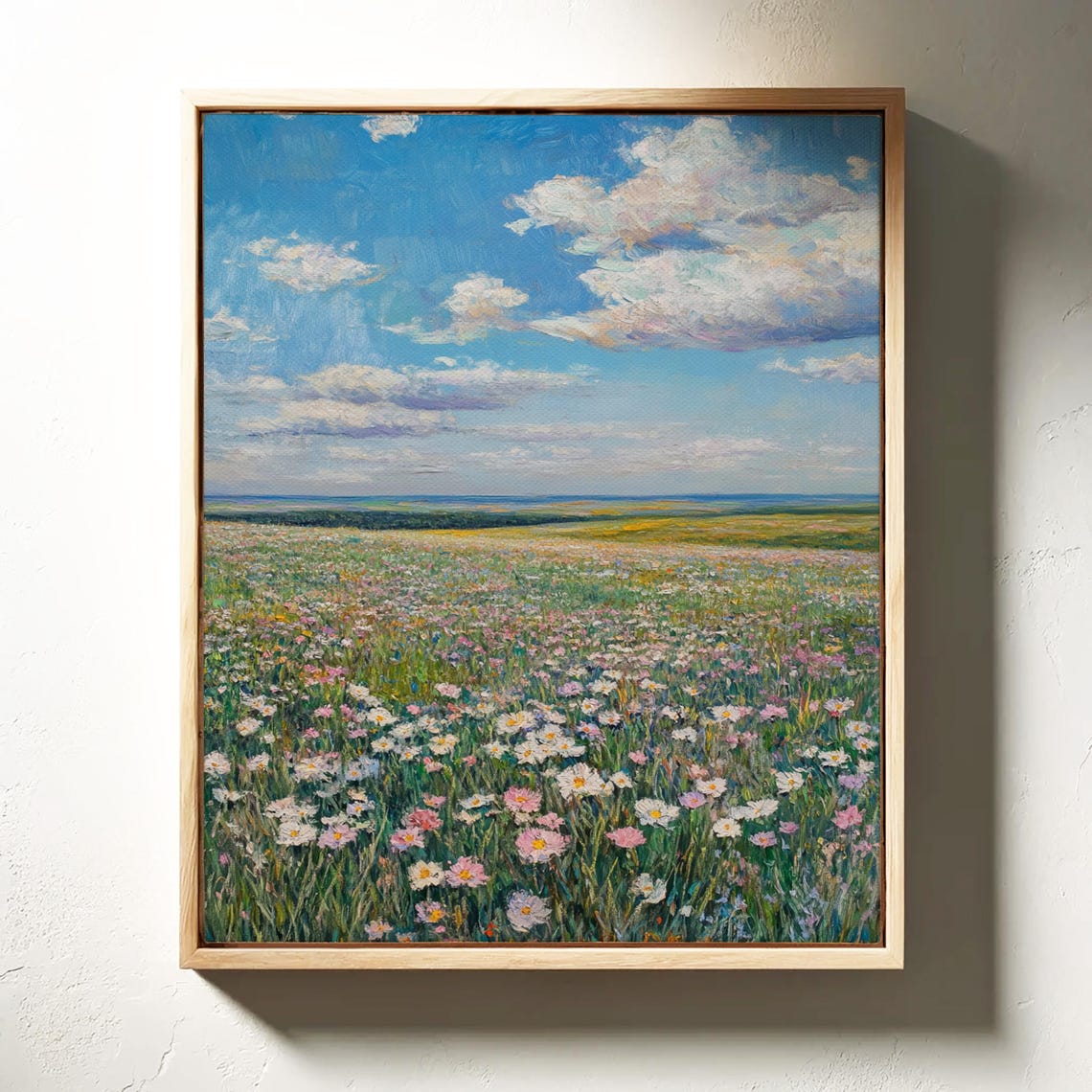 Wildflower Meadow Stretching To Horizon Under Big Cloudy Sky Poster - Image 4