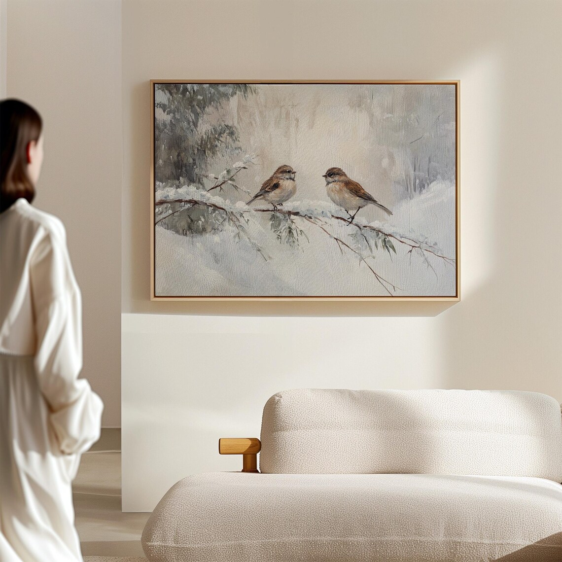 Winter Birds, Sparrows On Snowy Branch Art Print - Image 7