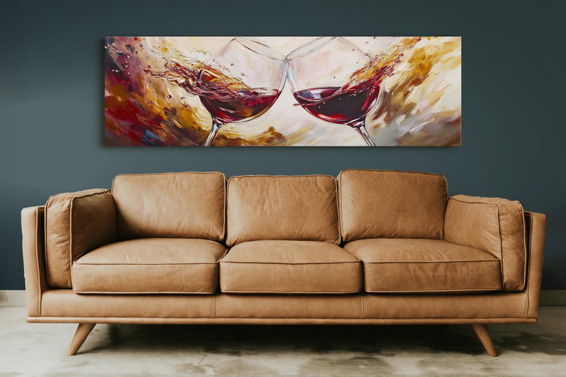 Two Red Wine Glasses Toast Vibrant Splash Abstract Kitchen Poster - Image 3