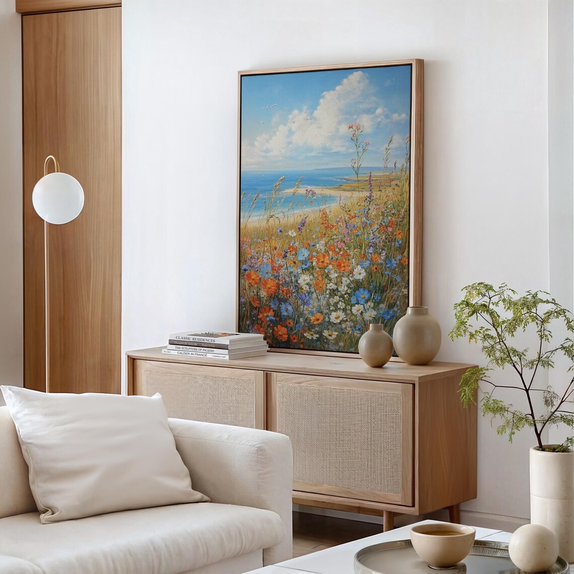Coastal Wildflower Meadow By The Sea Beach Bloom Landscape Art Poster - Image 6