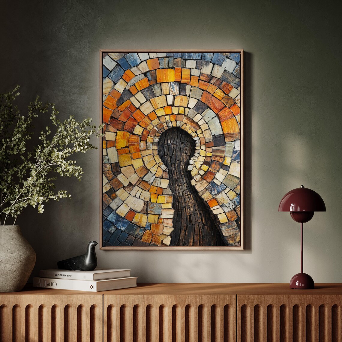 Mosaic Tree Ring Art, Rustic Nature-Inspired Design - Image 7