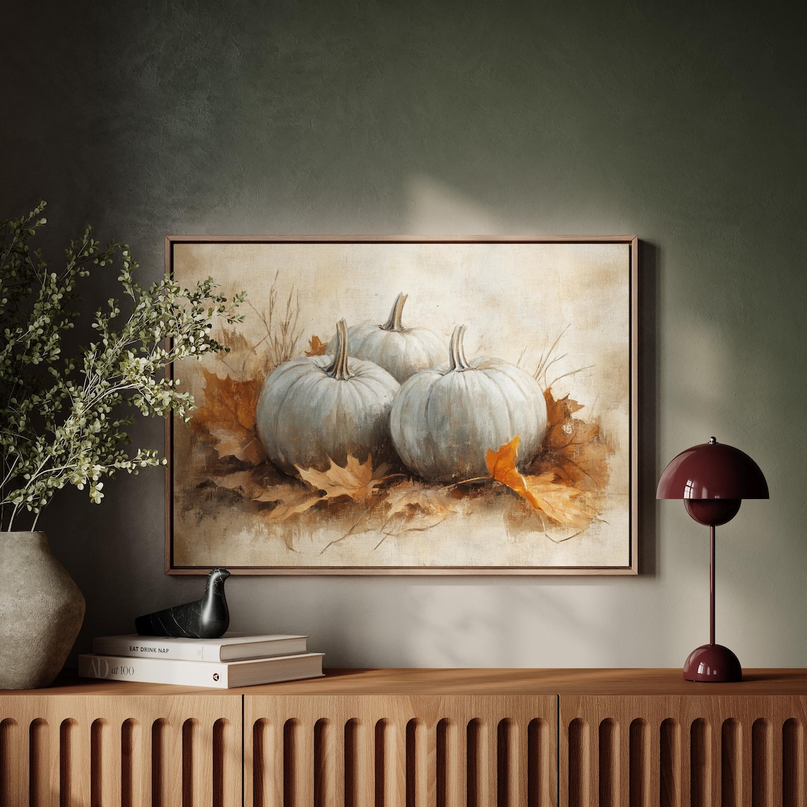 Rustic White Pumpkin Fall Harvest Art Print - Image 7
