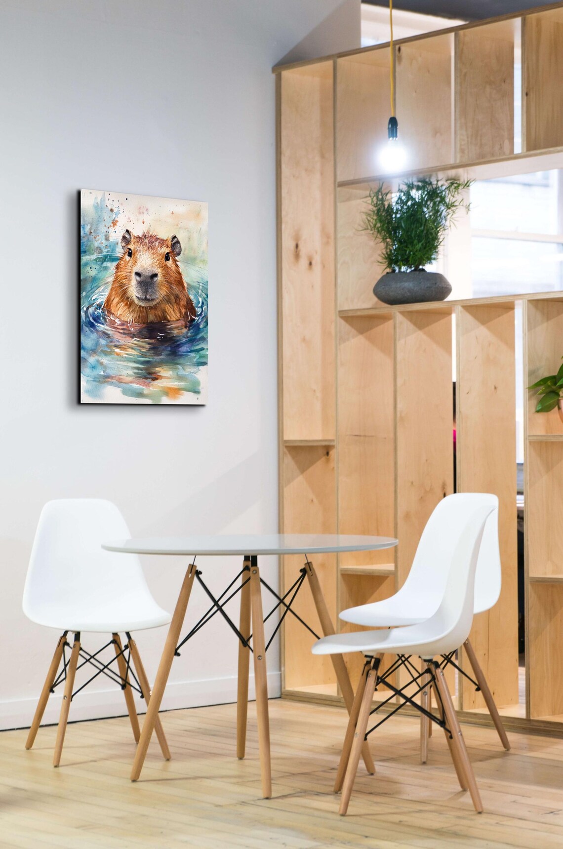 Capybara In Water Cute Watercolor Animal Portrait Art Poster - Image 7