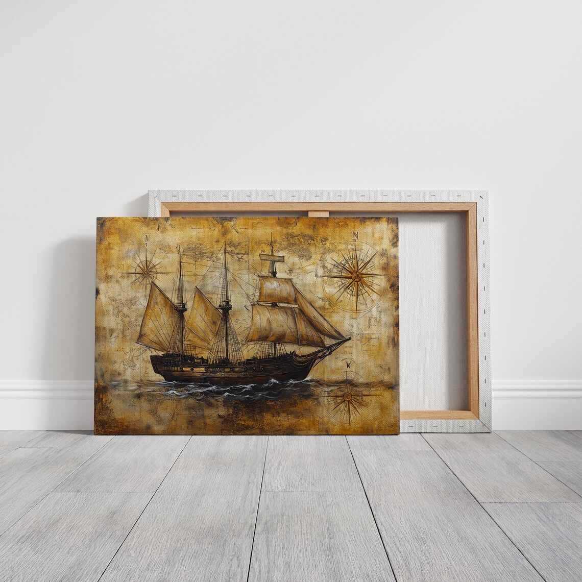 Vintage Pirate Ship Nautical Antique Map Art Print - Image 2