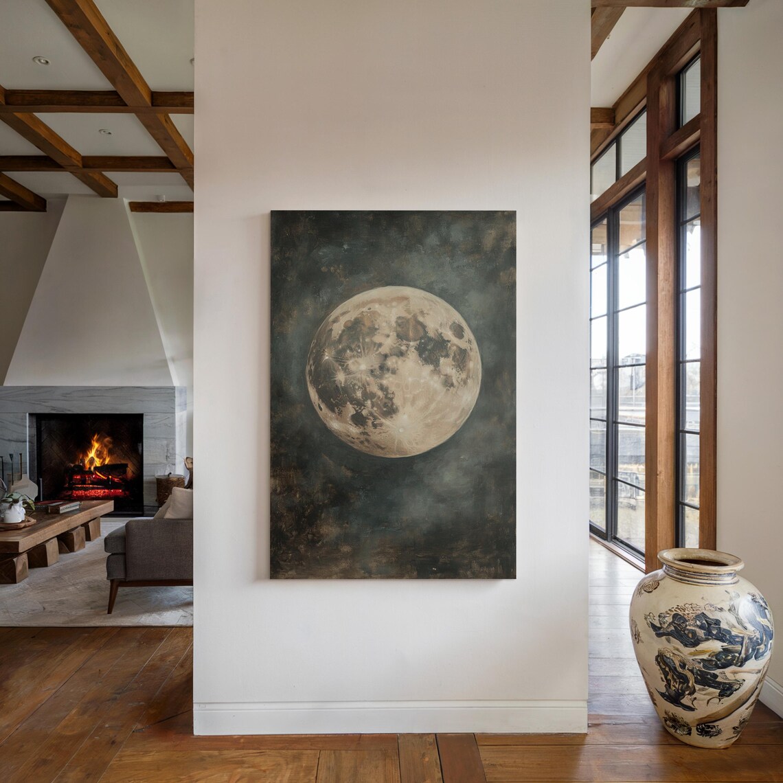Vintage Full Moon Poster, Celestial Lunar Landscape - Image 5