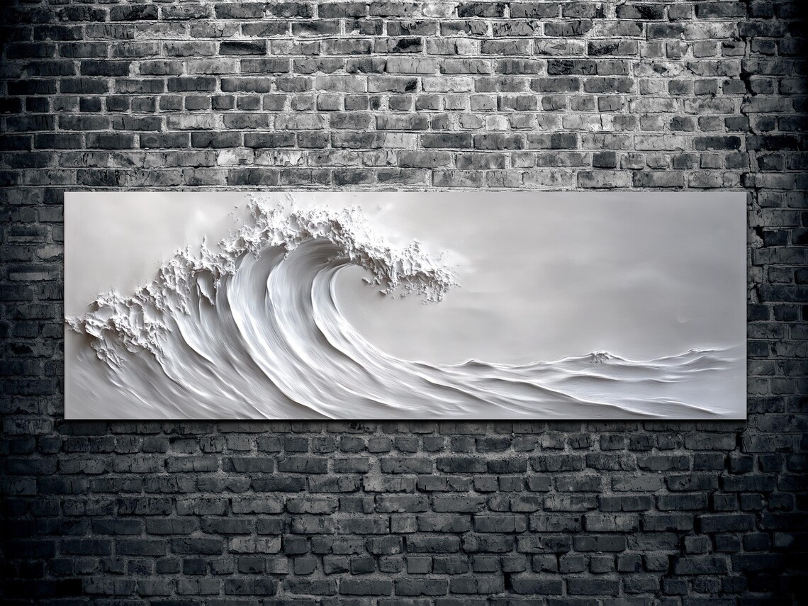 Mono Wave Landscape, Tranquil Landscape Art Print - Image 2