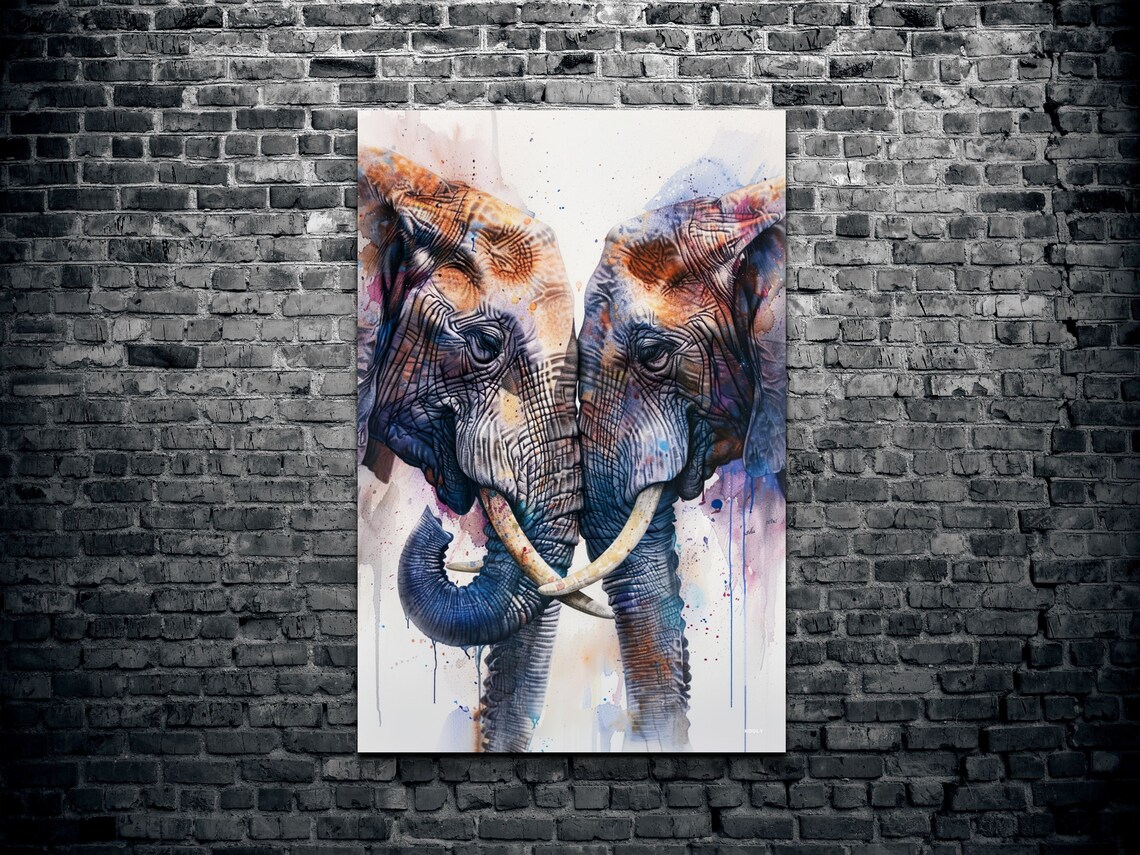 Watercolor Elephants Wall Art Print - Image 2